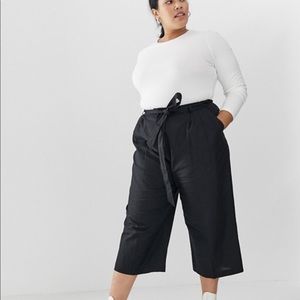 ASOS DESIGN Curve Linen Tie Waist Culotte Sz 16